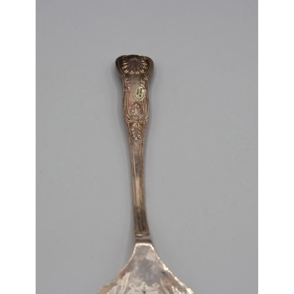 Silver Plated Etched‎ Floral Cake Pastry Server Shell Handle Vintage Style 10.5